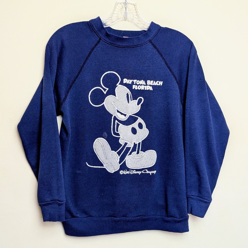 Vintage Disney Mickey Daytona Beach Florida 80s Crewneck Sweatshirt Size Small